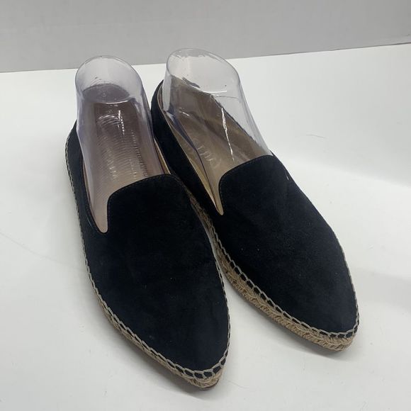 Prada Pointed Toe Suede Espadrilles Shoes Flat Sneakers Black Size 39 9 - Picture 1 of 9